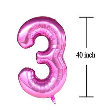 13 Balloon Number Pink 13 Foil Mylar Jumbo Giant Big Large 31 Balloons Number Sweet 13th 31st Birthday Party Anniversary Decorations Supplies for Girl Women Balloon 40 Inch