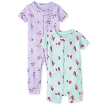 The Children's Place Baby Toddler Girls Snug Fit 100% Cotton Zip-Front One Piece Footed Pajama - Koa...