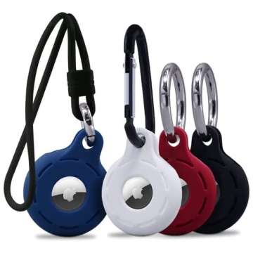 Apple Airtag Holders 4 Pack, Shockproof, Dustproof & Washable Silicon Cases for Air Tags with Access...