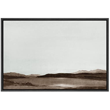 SIGNFORD Framed Canvas Wall Art Monochromatic Brown Mountains and Valleys Landscape Wilderness Oil P...