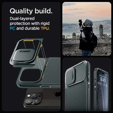 Spigen Optik Armor MagFit Designed for iPhone 15 Pro Case (2023) [Military-Grade Protection] Compatible with MagSafe - Abyss Green