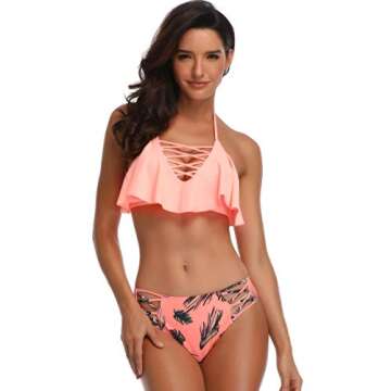 Mommy and Me Swimsuits Two Piece Bikini Swimsuit Family Matching Bathing Suits High Waisted Pink Siz...