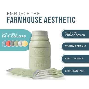 Vintage Mason Jar Kitchenware Set by Comfify - Multi-Piece Kitchen Ceramic Decor Set w/ 4 Measuring ...