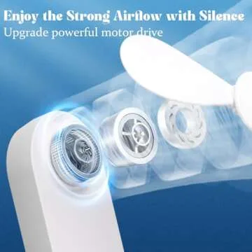 JSQBD Portable Handheld Fan, 2 IN 1 Mini Hand Fan, Battery Operated [8-15 Working Hours], USB Rechargeable Personal Foldable Fan for Indoor, Small Pocket Fan Travel Essentials for Outdoor (White)