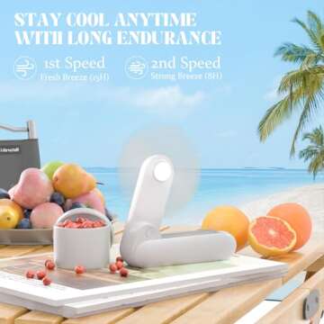 JSQBD Portable Handheld Fan, 2 IN 1 Mini Hand Fan, Battery Operated [8-15 Working Hours], USB Rechargeable Personal Foldable Fan for Indoor, Small Pocket Fan Travel Essentials for Outdoor (White)