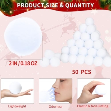 Homiar 50 Pack Soft Snow Toy Balls for Indoor Fun
