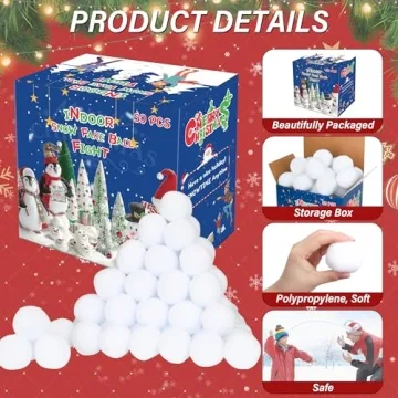Homiar 50 Pack Soft Snow Toy Balls for Indoor Fun