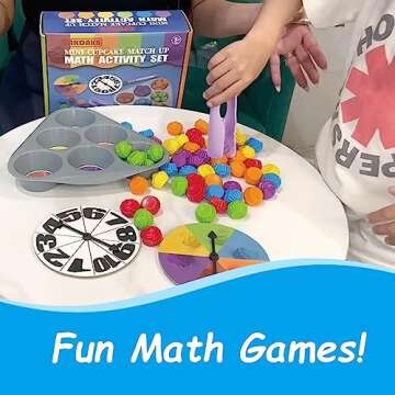 DAKDAKB Counting Cupcake Toys, Matching Games Color Sorting Toys for Toddlers Preschool Learning Activities for Math Manipulatives Educational Sensory Montessori Toys Sets Gifts for Kids Aged 3 4 5 6