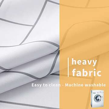 AIMJERRY Luxury Hotel Style Striped Fabric Shower Curtain for Bathroom, Modern White 72 X 72 Inch