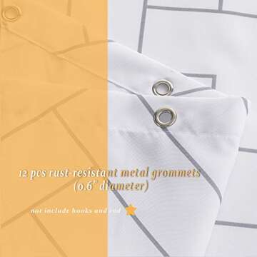 AIMJERRY Luxury Hotel Style Striped Fabric Shower Curtain for Bathroom, Modern White 72 X 72 Inch