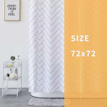 AIMJERRY Luxury Hotel Style Striped Fabric Shower Curtain for Bathroom, Modern White 72 X 72 Inch