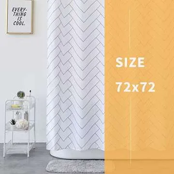 AIMJERRY Luxury Hotel Style Striped Fabric Shower Curtain for Bathroom, Modern White 72 X 72 Inch