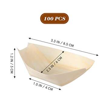 Hemoton Bamboo Disposable Sushi Boat Plates 100pcs