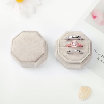 Luxurious MYEBIUAI Velvet Ring Box 3 Slots for Weddings