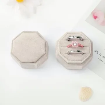 Luxurious MYEBIUAI Velvet Ring Box 3 Slots for Weddings