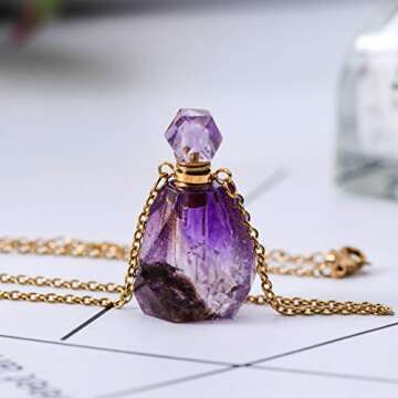 YGLINE Natural Healing Stone Essential Oil Diffuser Perfume Bottle Pendant Necklace Jewelry