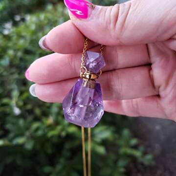 YGLINE Natural Healing Stone Essential Oil Diffuser Perfume Bottle Pendant Necklace Jewelry