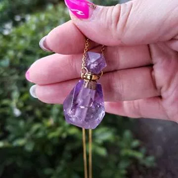 YGLINE Natural Healing Stone Essential Oil Diffuser Perfume Bottle Pendant Necklace Jewelry