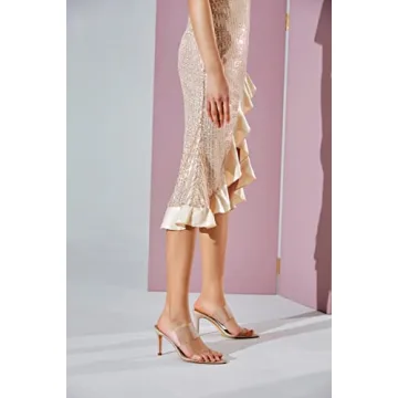 Vivially Pointed Toe Clear Stiletto Heel Sandals for Women