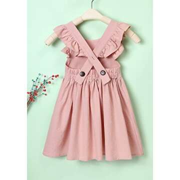 USKIDKK Toddler Baby Girl Summer Dress Cotton Linen Kids Princess Ruffle Beach Sleeveless Dresses (as1, Age, 2_Years, 3_Years, Pink #a, 2-3T)
