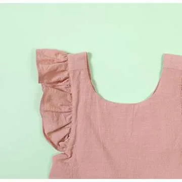 USKIDKK Toddler Baby Girl Summer Dress Cotton Linen Kids Princess Ruffle Beach Sleeveless Dresses (as1, Age, 2_Years, 3_Years, Pink #a, 2-3T)