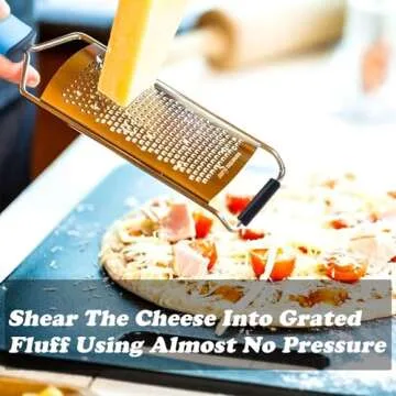 Chef Quality Zester Grater - Handheld Kitchen Rasp with Fine Hole Blade - Perfect for Cheese, Lemon, Citrus, Lime, Ginger, Garlic, Chocolate, and More (Blue)