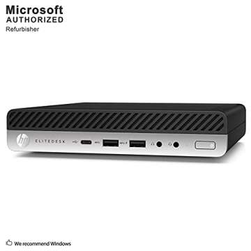 HP Elitedesk 800 G3 Mini Business Desktop (Intel Quad Core i5-6500T, 16GB DDR4 RAM, 512GB SSD) Type-...