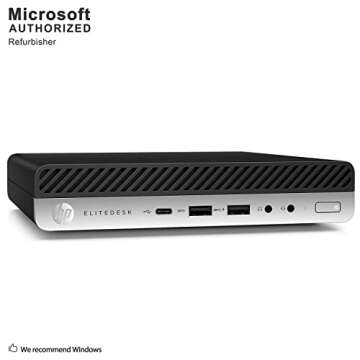 HP Elitedesk 800 G3 Mini Business Desktop (Intel Quad Core i5-6500T, 16GB DDR4 RAM, 512GB SSD) Type-C, DisplayPort DP, WiFi, WiFi, Ethernet, Keyboard+Mouse, Windows 10 Pro 64-bit (Renewed)