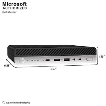 HP Elitedesk 800 G3 Mini Business Desktop (Intel Quad Core i5-6500T, 16GB DDR4 RAM, 512GB SSD) Type-C, DisplayPort DP, WiFi, WiFi, Ethernet, Keyboard+Mouse, Windows 10 Pro 64-bit (Renewed)