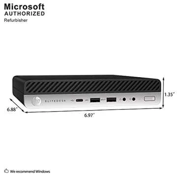 HP Elitedesk 800 G3 Mini Business Desktop (Intel Quad Core i5-6500T, 16GB DDR4 RAM, 512GB SSD) Type-C, DisplayPort DP, WiFi, WiFi, Ethernet, Keyboard+Mouse, Windows 10 Pro 64-bit (Renewed)