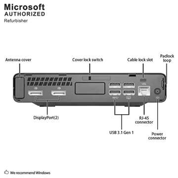 HP Elitedesk 800 G3 Mini Business Desktop (Intel Quad Core i5-6500T, 16GB DDR4 RAM, 512GB SSD) Type-C, DisplayPort DP, WiFi, WiFi, Ethernet, Keyboard+Mouse, Windows 10 Pro 64-bit (Renewed)