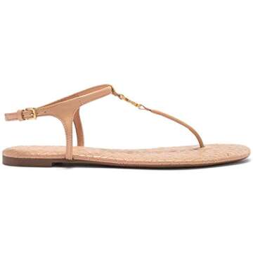 Tory Burch Women's Marion Quilted T-Strap Sandal (5.5 B(M) US, Light Oak)