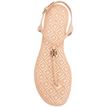 Tory Burch Women's Marion Quilted T-Strap Sandal (5.5 B(M) US, Light Oak)