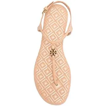 Tory Burch Women's Marion Quilted T-Strap Sandal (5.5 B(M) US, Light Oak)