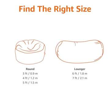 Amazon Basics Large Bean Bag Chairs for Adults, 6 ft Grey Memory Foam Filled with Solid Microfiber Cover