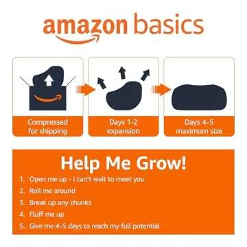 Amazon Basics Large Bean Bag Chairs for Adults, 6 ft Grey Memory Foam Filled with Solid Microfiber Cover