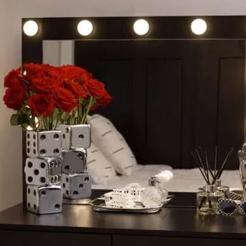 Reimagine Discovery Metallic Silver Triple Dice Vase, Maximalist Decor Ceramic Flower Vase, Retro Home Decor for Desk, Shelf, Table, Bar Cart & Vanity, Unique, Funky, Trendy & Cool Room Decor