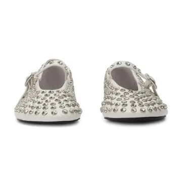 Yishaweiqi Crystal Rhinestone Flats for Women Buckle Strap Mary Jane Flats Glitter Studded Ballet Fl...