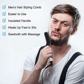 Ferbon Beard and Hair Straightener Brush for Men