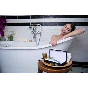 Jade Face Roller by Flora Beautyque. Helps with Facial Lymphatic Drainage, Eye Puffiness and Anti-Aging Treatment (Pink)