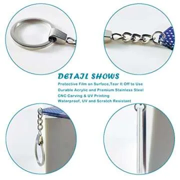 QQSD Progress Rainbow Gay Pride Flag Keychain LGBT Key Ring, 2 Pack