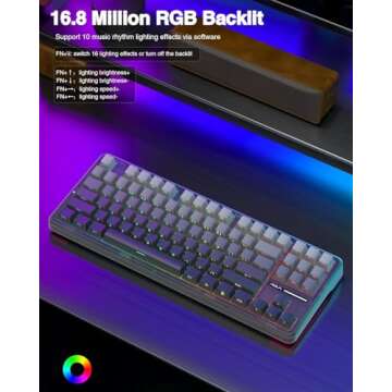 AULA F87 Pro Wireless Mechanical Keyboard,Tri-Mode BT5.0/2.4GHz/USB-C Gasket Hot Swappable Custom Keyboard,Pre-lubed Switches,Side Printed PBT Keycaps,75% TKL RGB Backlit Gaming Keyboard