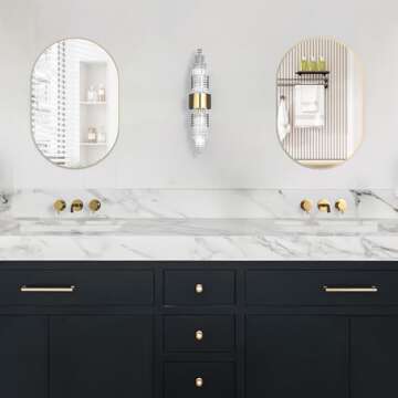 NEUWEABY Oval Bathroom Mirror - Modern Gold Capsule Wall Mirror, 24"x36"