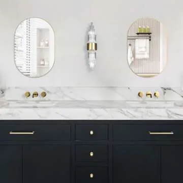 NEUWEABY Oval Bathroom Mirror - Modern Gold Capsule Wall Mirror, 24"x36"