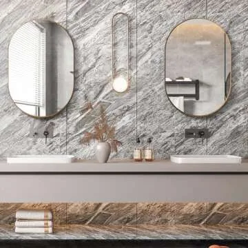 NEUWEABY Oval Bathroom Mirror with Gold Frame, 24x36