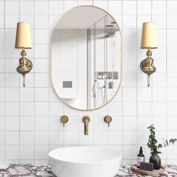 NEUWEABY Oval Bathroom Mirror with Gold Frame, 24x36