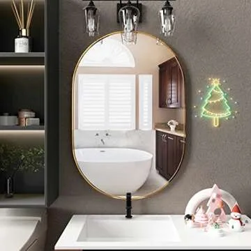 NEUWEABY Oval Bathroom Mirror with Gold Frame, 24x36