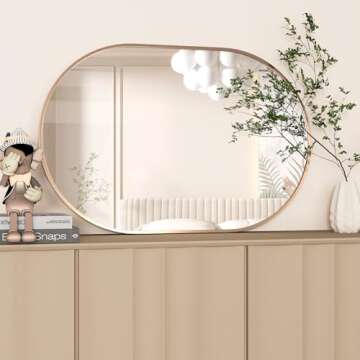 NEUWEABY Oval Bathroom Mirror with Gold Frame, 24x36