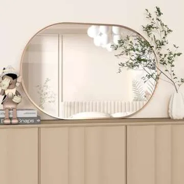 NEUWEABY Oval Bathroom Mirror with Gold Frame, 24x36