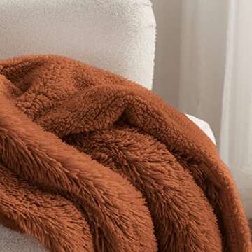 Bedsure Fluffy Burnt Orange Throw Blanket Gifts for Women, Men, Soft Fleece Cozy Fuzzy Sherpa Plush Warm Thick Faux Fur Throws for Couch, Fall Terracotta Orange Decor Spring Blanket Gifts for Her